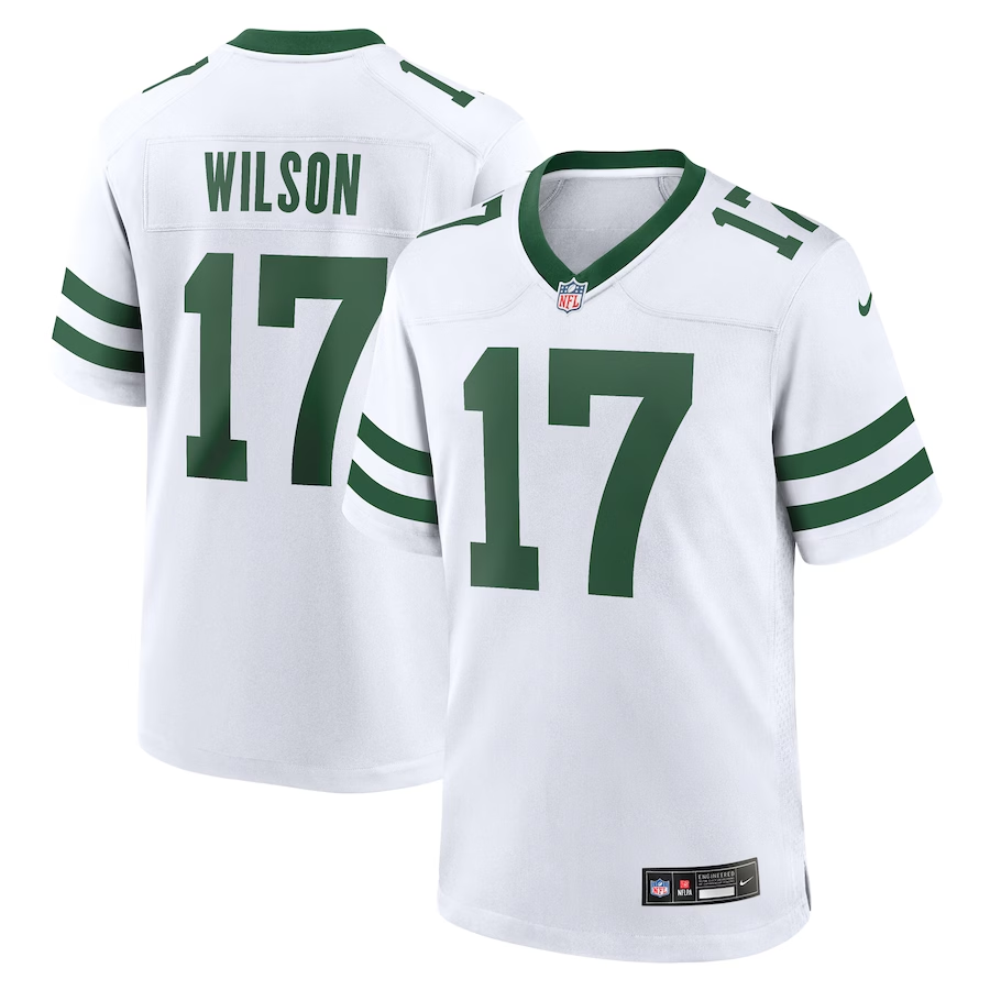 Men's New York Jets #17 Garrett Wilson White Throwback Player Stitched Game Jersey